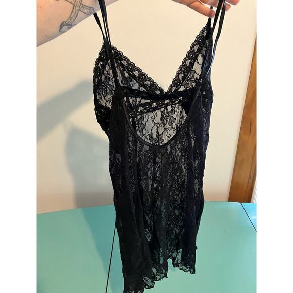 Frederick's of Hollywood Black Sheer Lace Camisole Whimsigoth Dark Grunge Fairy - Picture 8 of 8